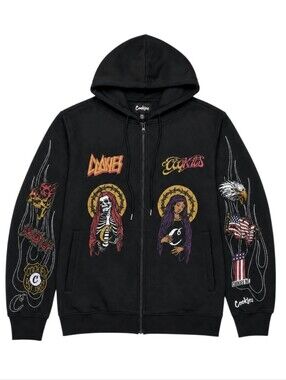 Cookies Highway Graphic Zip Up Hoodie Black Men's 2XL NWT